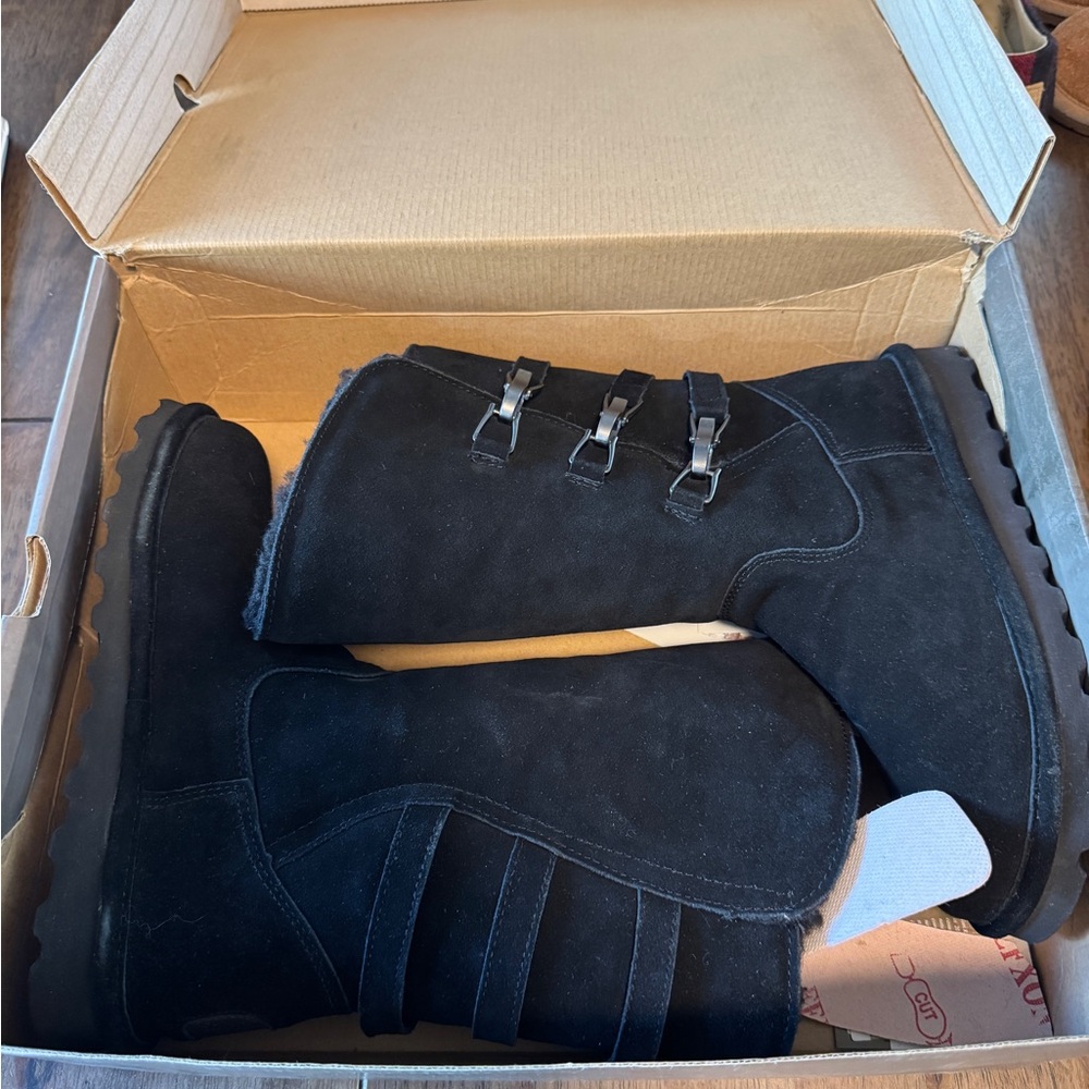BearPaw Black Suede Winter Boots